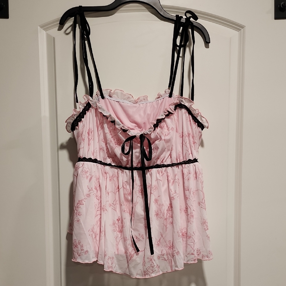 SHEIN Mod Floral Pink Top